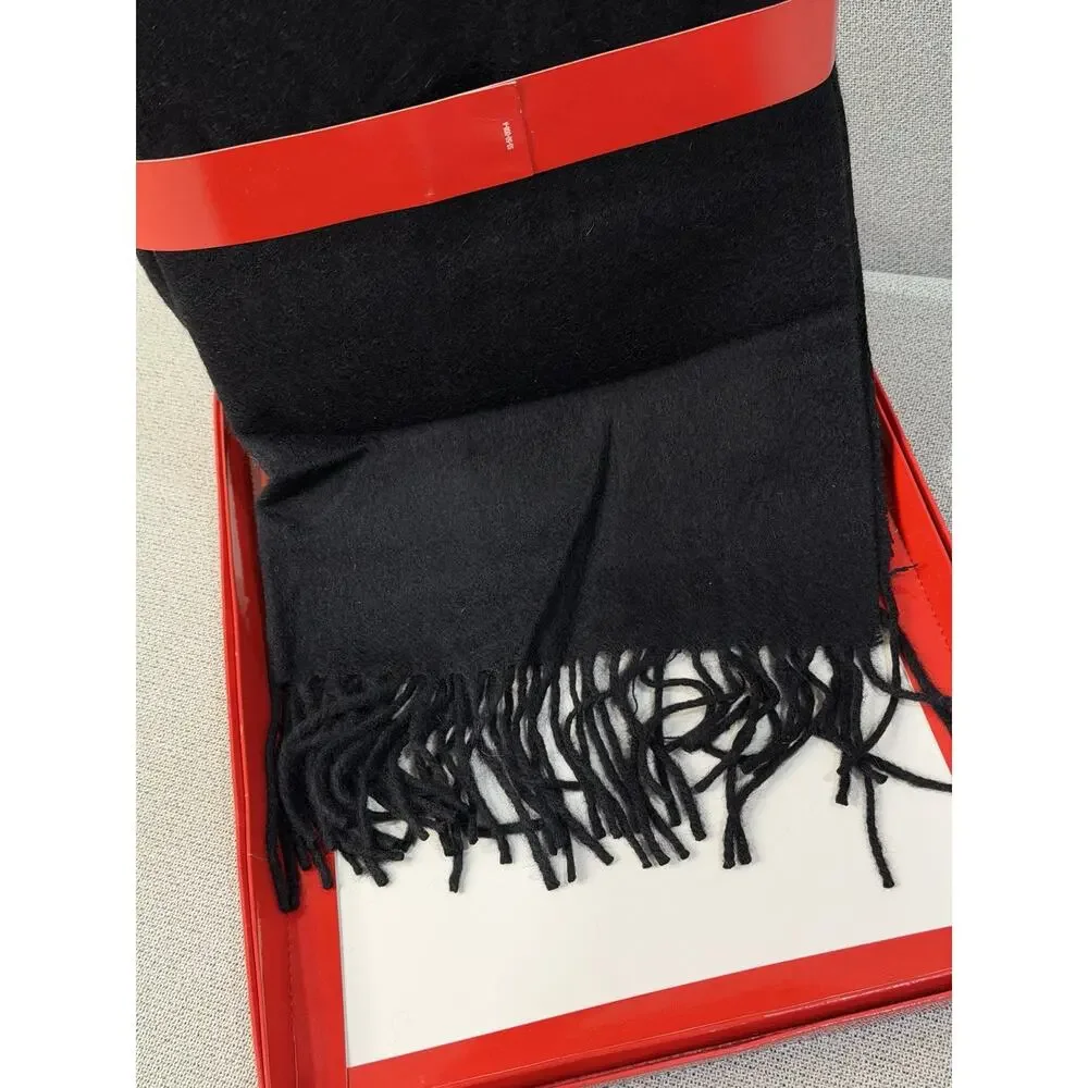 New Stafford Men's Cashmere & Silk Scarf Black/charcoal color in gift‎ box